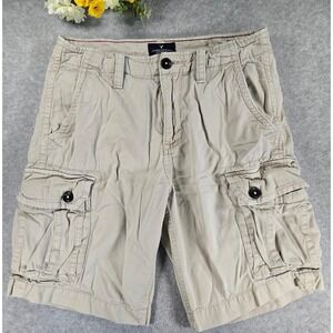 Y2K American Eagle Outfitters AEO Mens Cargo Shorts Khaki Size 30 Classic Cotton